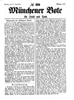 Münchener Bote für Stadt und Land Dienstag 27. September 1870