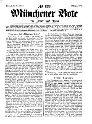 Münchener Bote für Stadt und Land Mittwoch 5. Oktober 1870