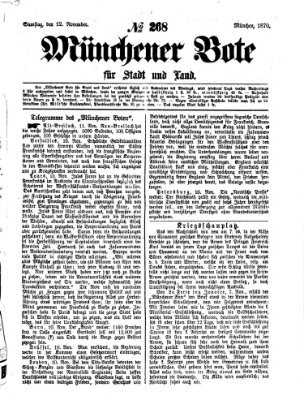 Münchener Bote für Stadt und Land Samstag 12. November 1870