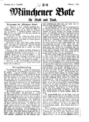 Münchener Bote für Stadt und Land Dienstag 6. Dezember 1870