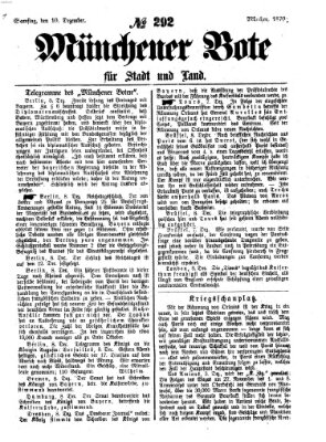 Münchener Bote für Stadt und Land Samstag 10. Dezember 1870