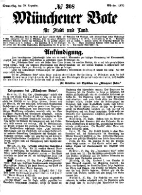 Münchener Bote für Stadt und Land Donnerstag 29. Dezember 1870