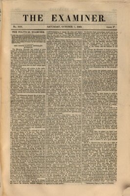 Examiner Samstag 1. Oktober 1842