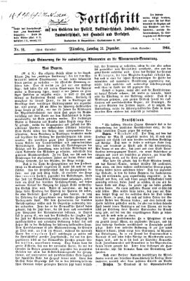 Der Fortschritt auf allen Gebieten des öffentlichen Lebens Samstag 31. Dezember 1864