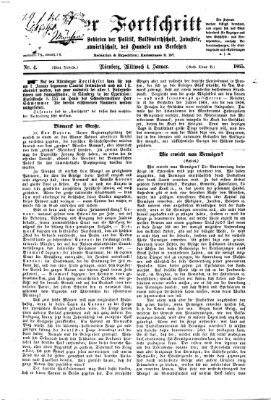 Der Fortschritt auf allen Gebieten des öffentlichen Lebens Mittwoch 4. Januar 1865