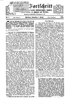 Der Fortschritt auf allen Gebieten des öffentlichen Lebens Donnerstag 5. Januar 1865