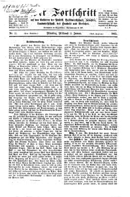 Der Fortschritt auf allen Gebieten des öffentlichen Lebens Mittwoch 11. Januar 1865