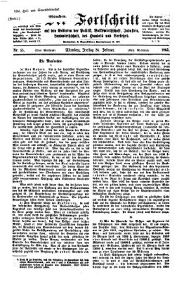 Der Fortschritt auf allen Gebieten des öffentlichen Lebens Freitag 24. Februar 1865