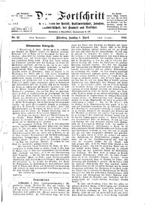 Der Fortschritt auf allen Gebieten des öffentlichen Lebens Samstag 8. April 1865