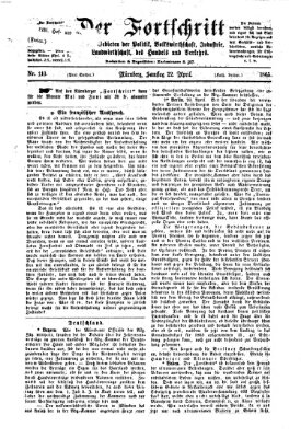 Der Fortschritt auf allen Gebieten des öffentlichen Lebens Samstag 22. April 1865