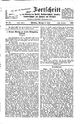 Der Fortschritt auf allen Gebieten des öffentlichen Lebens Montag 12. Juni 1865