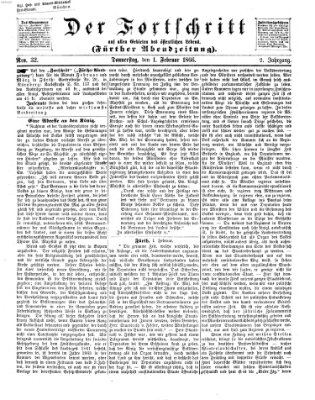 Der Fortschritt auf allen Gebieten des öffentlichen Lebens Donnerstag 1. Februar 1866