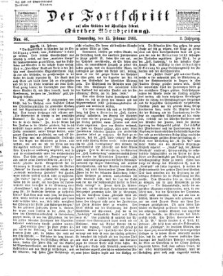 Der Fortschritt auf allen Gebieten des öffentlichen Lebens Donnerstag 15. Februar 1866