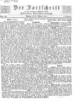 Der Fortschritt auf allen Gebieten des öffentlichen Lebens Montag 19. Februar 1866