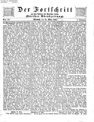 Der Fortschritt auf allen Gebieten des öffentlichen Lebens Mittwoch 21. März 1866