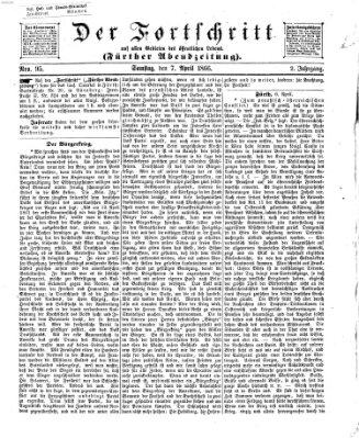 Der Fortschritt auf allen Gebieten des öffentlichen Lebens Samstag 7. April 1866