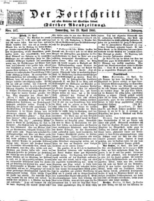 Der Fortschritt auf allen Gebieten des öffentlichen Lebens Donnerstag 19. April 1866