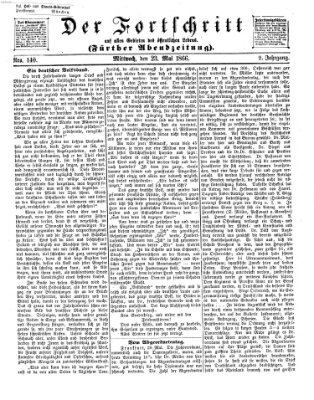 Der Fortschritt auf allen Gebieten des öffentlichen Lebens Mittwoch 23. Mai 1866