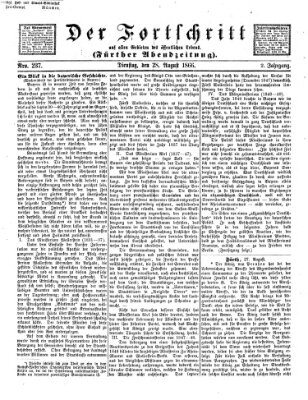 Der Fortschritt auf allen Gebieten des öffentlichen Lebens Dienstag 28. August 1866