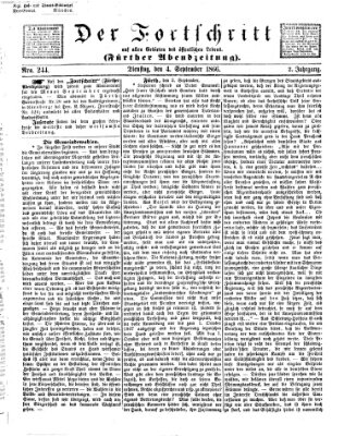 Der Fortschritt auf allen Gebieten des öffentlichen Lebens Dienstag 4. September 1866