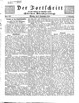 Der Fortschritt auf allen Gebieten des öffentlichen Lebens Montag 17. September 1866