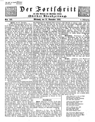 Der Fortschritt auf allen Gebieten des öffentlichen Lebens Mittwoch 21. November 1866