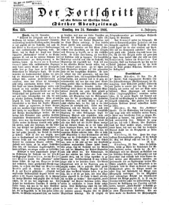 Der Fortschritt auf allen Gebieten des öffentlichen Lebens Samstag 24. November 1866