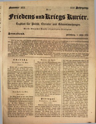 Der Friedens- u. Kriegs-Kurier (Nürnberger Friedens- und Kriegs-Kurier) Samstag 5. Juli 1828