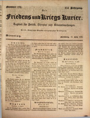 Der Friedens- u. Kriegs-Kurier (Nürnberger Friedens- und Kriegs-Kurier) Dienstag 15. Juli 1828