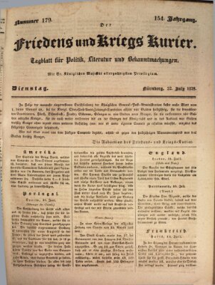 Der Friedens- u. Kriegs-Kurier (Nürnberger Friedens- und Kriegs-Kurier) Dienstag 22. Juli 1828