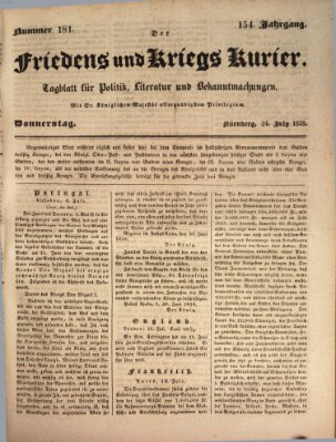 Der Friedens- u. Kriegs-Kurier (Nürnberger Friedens- und Kriegs-Kurier) Donnerstag 24. Juli 1828