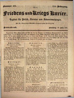 Der Friedens- u. Kriegs-Kurier (Nürnberger Friedens- und Kriegs-Kurier) Samstag 26. Juli 1828