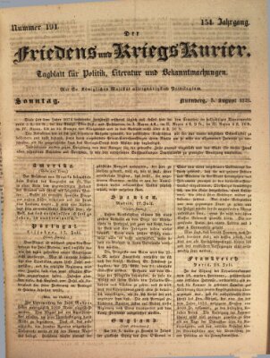 Der Friedens- u. Kriegs-Kurier (Nürnberger Friedens- und Kriegs-Kurier) Sonntag 3. August 1828