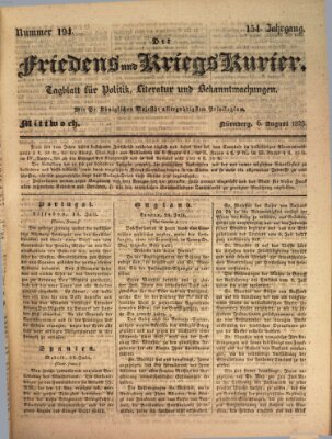 Der Friedens- u. Kriegs-Kurier (Nürnberger Friedens- und Kriegs-Kurier) Mittwoch 6. August 1828