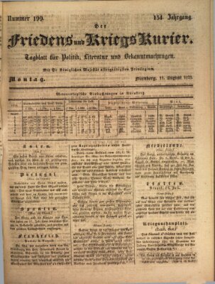 Der Friedens- u. Kriegs-Kurier (Nürnberger Friedens- und Kriegs-Kurier) Montag 11. August 1828