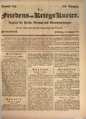 Der Friedens- u. Kriegs-Kurier (Nürnberger Friedens- und Kriegs-Kurier) Samstag 23. August 1828