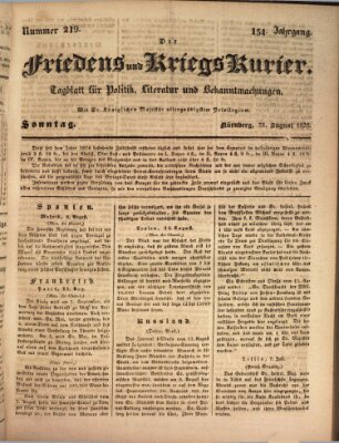 Der Friedens- u. Kriegs-Kurier (Nürnberger Friedens- und Kriegs-Kurier) Sonntag 31. August 1828