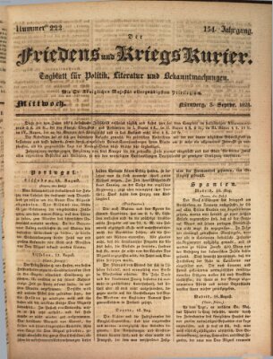 Der Friedens- u. Kriegs-Kurier (Nürnberger Friedens- und Kriegs-Kurier) Mittwoch 3. September 1828