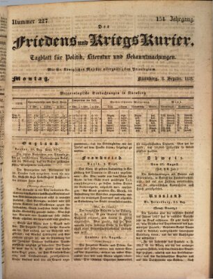 Der Friedens- u. Kriegs-Kurier (Nürnberger Friedens- und Kriegs-Kurier) Montag 8. September 1828