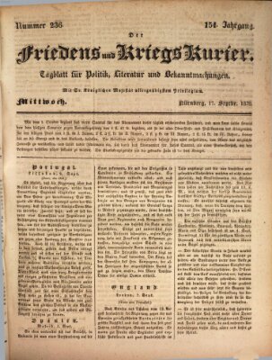 Der Friedens- u. Kriegs-Kurier (Nürnberger Friedens- und Kriegs-Kurier) Mittwoch 17. September 1828