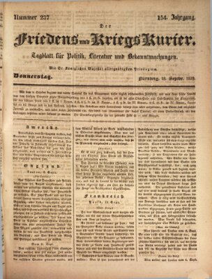 Der Friedens- u. Kriegs-Kurier (Nürnberger Friedens- und Kriegs-Kurier) Donnerstag 18. September 1828