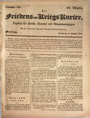 Der Friedens- u. Kriegs-Kurier (Nürnberger Friedens- und Kriegs-Kurier) Freitag 19. September 1828