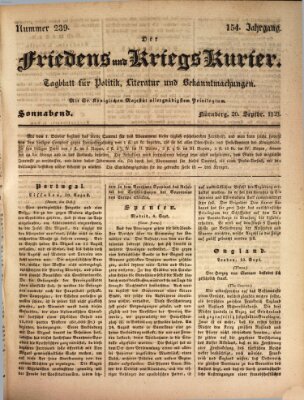 Der Friedens- u. Kriegs-Kurier (Nürnberger Friedens- und Kriegs-Kurier) Samstag 20. September 1828