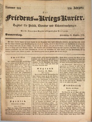 Der Friedens- u. Kriegs-Kurier (Nürnberger Friedens- und Kriegs-Kurier) Donnerstag 25. September 1828