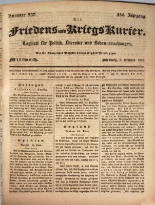 Der Friedens- u. Kriegs-Kurier (Nürnberger Friedens- und Kriegs-Kurier) Mittwoch 8. Oktober 1828