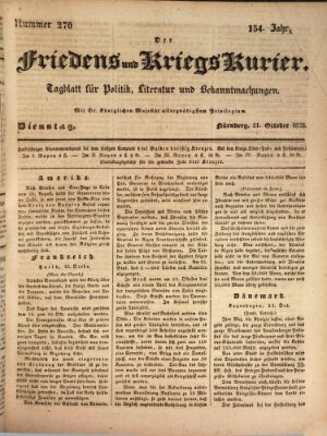 Der Friedens- u. Kriegs-Kurier (Nürnberger Friedens- und Kriegs-Kurier) Dienstag 21. Oktober 1828