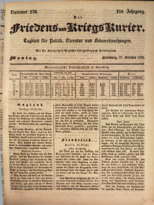 Der Friedens- u. Kriegs-Kurier (Nürnberger Friedens- und Kriegs-Kurier) Montag 27. Oktober 1828