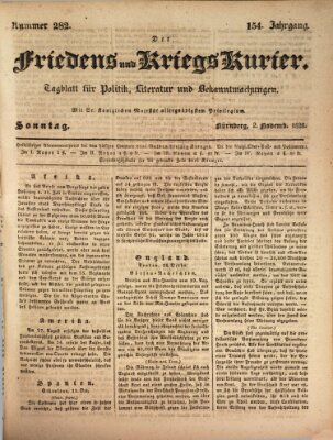 Der Friedens- u. Kriegs-Kurier (Nürnberger Friedens- und Kriegs-Kurier) Sonntag 2. November 1828