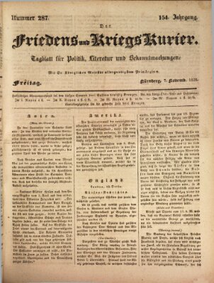 Der Friedens- u. Kriegs-Kurier (Nürnberger Friedens- und Kriegs-Kurier) Freitag 7. November 1828