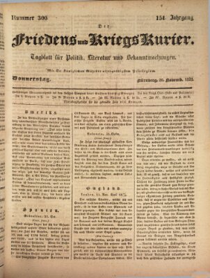 Der Friedens- u. Kriegs-Kurier (Nürnberger Friedens- und Kriegs-Kurier) Donnerstag 20. November 1828